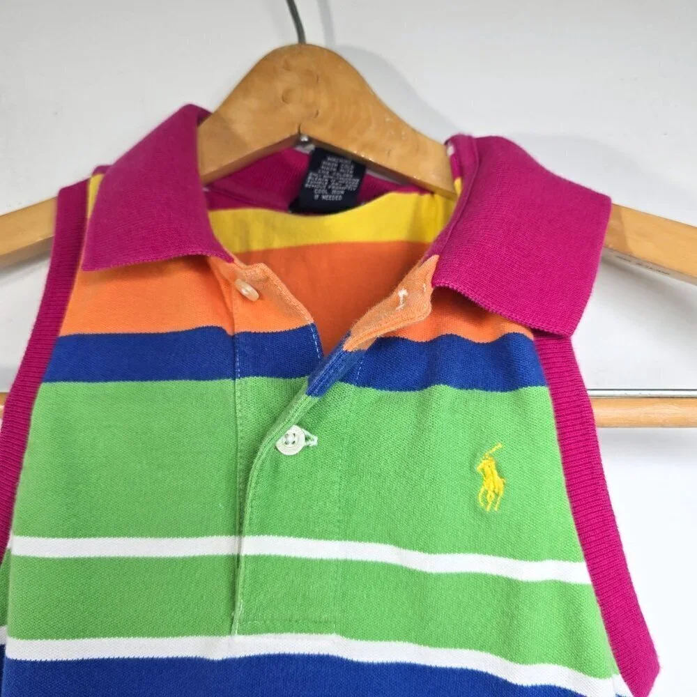 Ralph Lauren Rainbow Striped Sleeveless Shirt Dress
